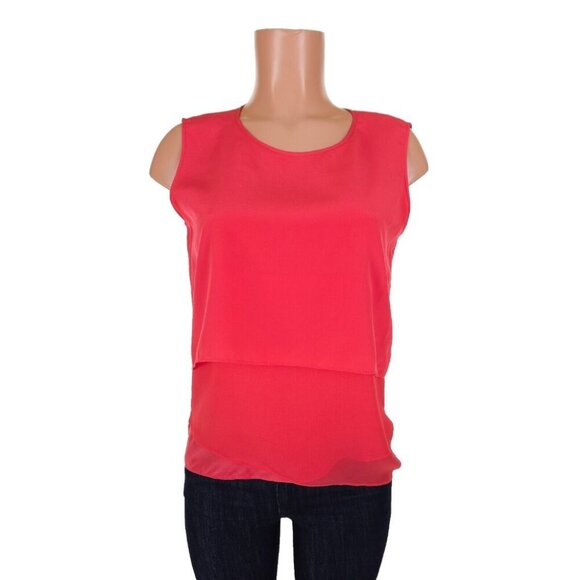 Escada Sport Narlene Tiered Silk Sleeveless Camisole Top 36 US 6 Lobster Red - Picture 1 of 8
